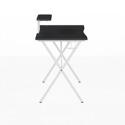 Mallot Dual-Screen Gaming Desk with Cup Holder & Headphone Hook - Black/White