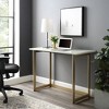 42" Contemporary Modern Faux Marble Writing Desk White Marble/Gold - Saracina Home: Luxury Glam Style, Steel Hardware, No Storage - 2 of 4
