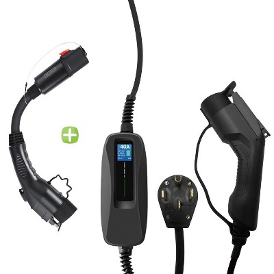 Lectron EV Charger & Adapter Bundle - J1772 NEMA 14-50 Electric Vehicle Charger & Tesla to J1772 Adapter (240V 40A Level 2) (Black)