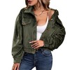 Coolmee Women's Fashion Cropped Shacket Button Down Corduroy Shacket Jackets Casual Long Sleeve Crop Jackets Tops - 2 of 4