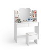 Makeup Vanity, Vanity Desk With Stools & 2 Drawers, LED Mirror And 10 Light Bulbs, 4 Open Storage Shelves, Dressing Table For Bedroom White - 3 of 4