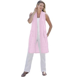 Woman Within Plus Size Lightweight Linen Vest - 1 of 4
