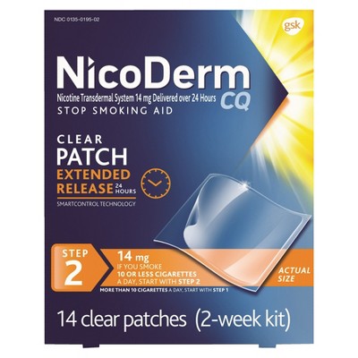 NicoDerm CQ Stop Smoking Aid Clear Patches Step 2 - 14ct