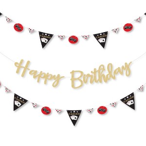 Big Dot of Happiness Las Vegas - Casino Birthday Party Letter Banner Decor - 36 Cutouts and No-Mess Real Gold Glitter Happy Birthday Banner Letters - 1 of 4