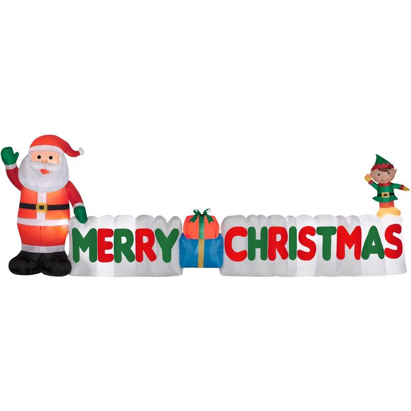 Gemmy Christmas Airblown Inflatable Merry Sign Scene, 4 ft Tall, Multicolored, 1 of 3