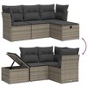 vidaXL Patio Sofa Set with Cushions Outdoor Furniture 4 Piece Poly Rattan - Gray without storage - 3 of 4