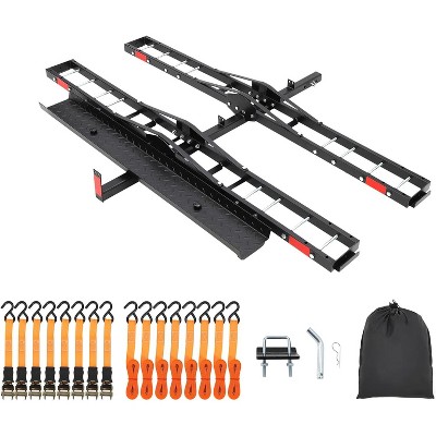 Coucheta Motorcycle Carrier, 2-Bike Steel Motorcycle Hitch Mount&Ramp, Dirt Bike Trailer Hauler,&Straps&Stabilizer, for Car, Truck&2" Hitch Receiver
