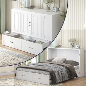 Mjkone Queen Murphy Bed with Mattress,Foldable Space-Saving Cube Cabinet Bed - 1 of 4
