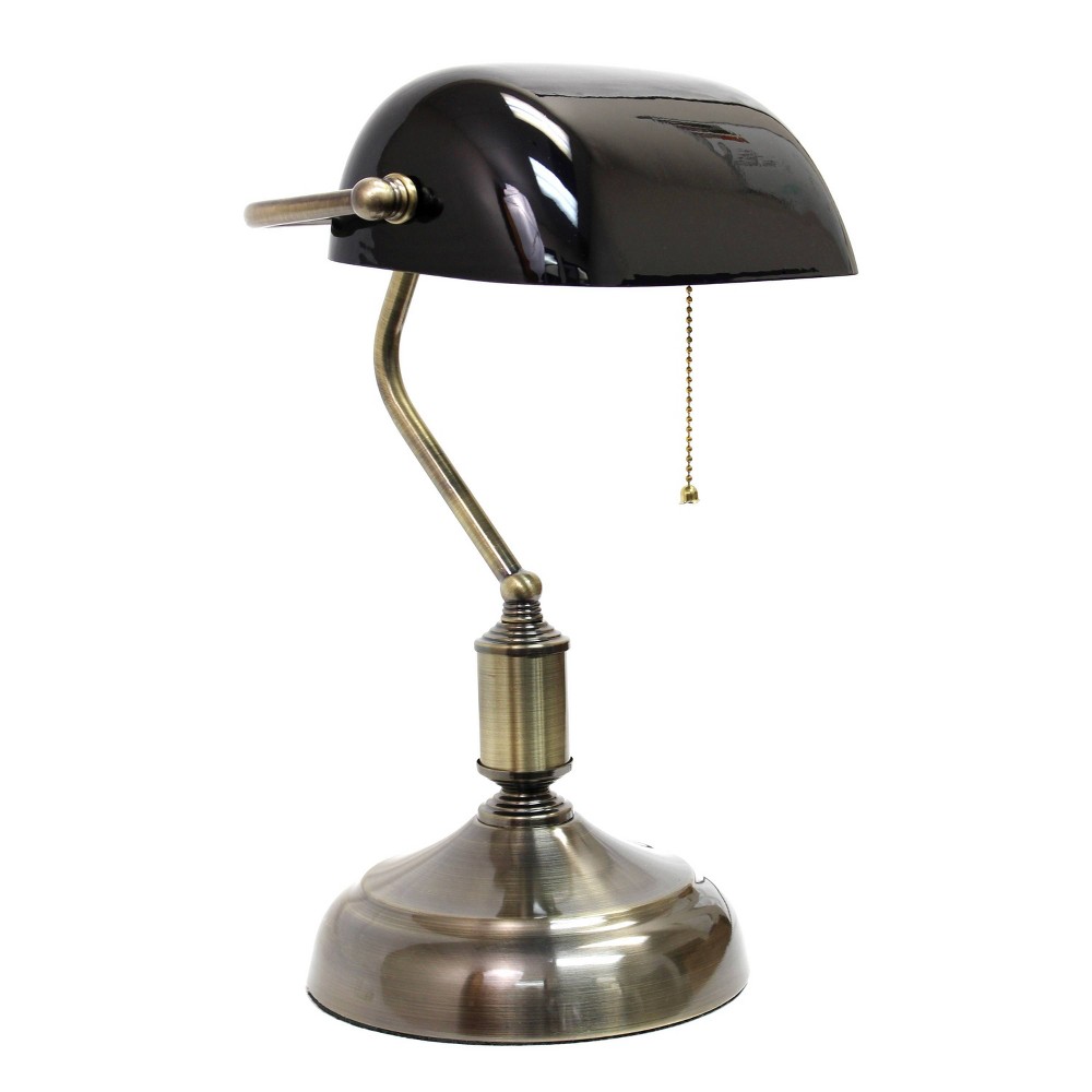 Photos - Floodlight / Street Light Executive Banker's Desk Lamp with Glass Shade Black - Simple Designs