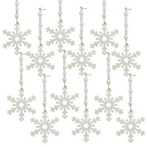 Whisen 9.8x4.7" Snowflake Ornament, Hanging Home Decor Accents for Christmas Tree, Set of 12 - White - 1 of 4
