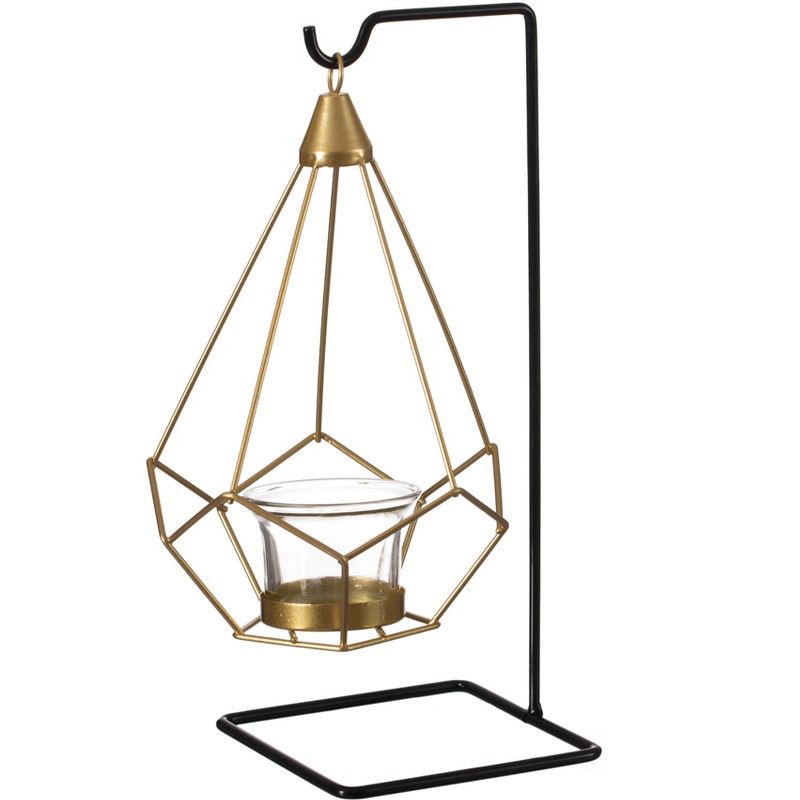 Fabulaxe Geometric Free Swinging Votive Candle Holder Decorative Modern Hanging Lantern Tabletop Centerpiece, 1 of 8