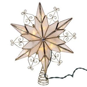 Kurt Adler 10-Light LED Brass Plated Capiz Star Tree Topper, 6-Point with Scroll Design - 1 of 3