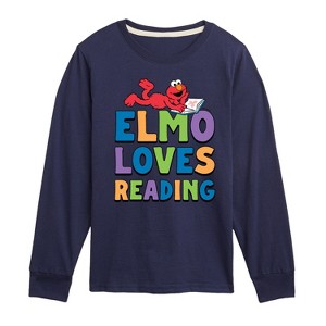 Boys' - Sesame Street - Elmo Loves Reading Long Sleeve Graphic T-Shirt - 1 of 3