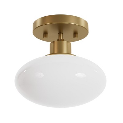 Hunter Fans 9.1" Luxe Gold Ceiling Light Flush Mount - Modern Elegance with Unique Milk Glass Design for Indoor Spaces