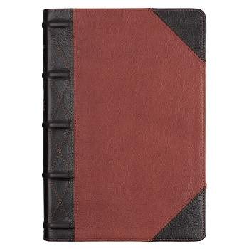 KJV Giant Print Full-Size Bible Two-Tone Brandy/Brown Full Grain Leather - Large Print (Leather Bound)