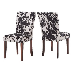 iNSPIRE Q Espresso Wood Cowhide Parsons Dining Chairs (Set of 2) in Black - 1 of 4