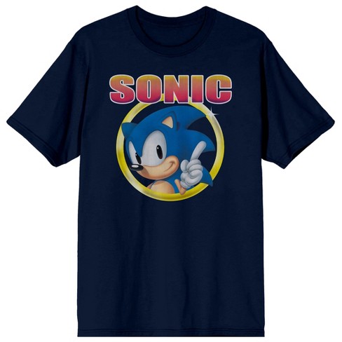 Sonic the Hedgehog Distressed Art Men's Navy Blue Short Sleeve Tee - image 1 of 3