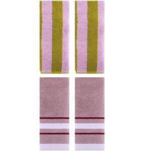 REGALWOVEN 4 Pcs Soft Absorbent Stripe Bathroom Hand Towel for Home - 1 of 4