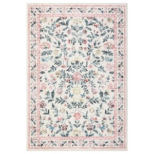 Modern Washable Living Room Rugs, Vintage Floral Non Slip Rugs, Dormitory Low Pile Stain Resistant Floor Mats - 1 of 4