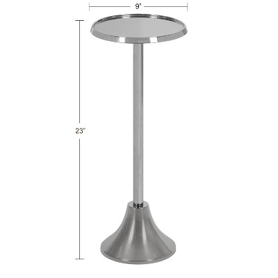 Elegant Sanzo Silver Metal Round Pedestal Side Table