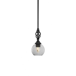 Toltec Lighting Elegante 1 - Light Pendant in  Matte Black with 5.75" Smoke Bubble Shade - 1 of 2