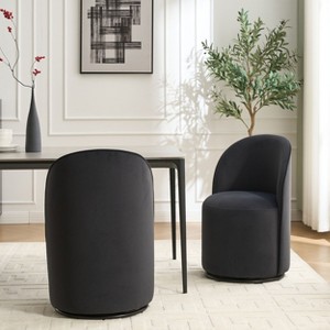 Sapphtopaz 18.7" Modern 1pc Swivel Barrel Chair, Side Accent Chairs Dining Chairs Kitchen Chairs with Round Velvet Back, Makeup Vanity Side Chair - 1 of 4