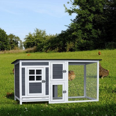 Whisen Wooden Outdoor Rabbit Hutch, Running Cage, Tray Ramp for Halloween, Thanksgiving
