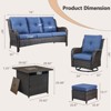 POCASSY 6 Piece Patio Furniture Set with Fire Pit, All Weather Wicker Rattan Patio Sofa Couch Set with Swivel Patio Chair and 50000BTU Square Fire Pit - 3 of 4