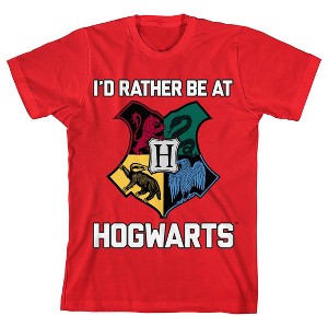 Harry Potter I'd Rather Be At Hogwarts Boy's Red T-shirt - 1 of 1