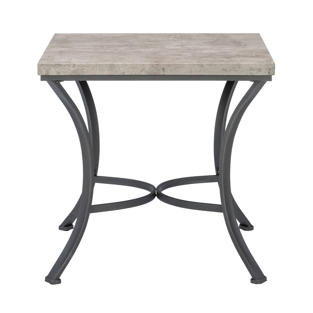 Photos - Coffee Table Talley Metal and Faux Concrete Top 3pc Coffee and Side Table Set Coal Fini