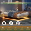Floating Platform Bed Frame with LED Lights, Wave Wood Texture Bed with Sturdy Metal Slats, No Box Spring Needed-3irtyhousy - 3 of 4