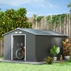 Outsunny 11' x 9' Metal Storage Shed Garden Tool House with Double Sliding Doors, 4 Air Vents for Backyard, Patio - 2 of 4