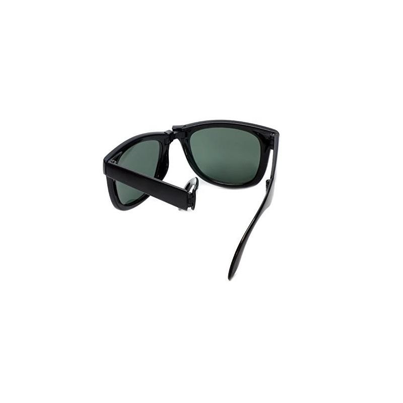 Calabria Classic Folding Wayfarer Sunglasses with 100% UVA/UVB Protection (Black Frame & Green Lens), 4 of 6