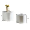 Sapphtopaz Modern Nesting Coffee Table Center Coffee Bar Round End Table Set with Stripes Design and Storage Space for Living Room, Bedroom - 2 of 4