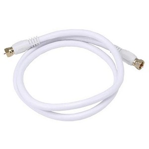 Monoprice Coaxial Cable - 3 Feet - White | RG6 Quad Shield CL2 with F Type Connector, 75 Ohm 18AWG - 1 of 3