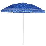Picnic Time 5.5'  Beach Compact Umbrella with Paisley Pattern - Blue