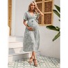 BLUEMING Maternity Dress for Women Summer Faux Wrap Highwaist Tiered Maxi Dress Circle Sleeve Flowy Tie Waist Surplice Dress - 4 of 4