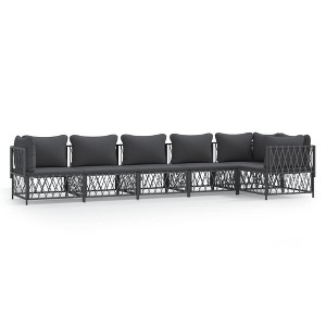 vidaXL Outdoor Patio Lounge Set, 6-Piece Anthracite Powder-Coated Steel with Thickly Padded Cushions - Modern Design, Sturdy & Durable - 1 of 4
