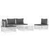 vidaXL Patio Furniture Set 5 Piece Outdoor Garden Loveseat with Cushions Steel - White - 3 of 4