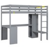 NicBex Twin Size Loft Bed with L-Shaped Desk Wooden Bed Frame with Wardrobe, Shelves, Ladder and Full Length Guardrail, No Box Spring Required - 3 of 4