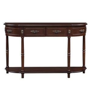 Farmhouse Half-Moon Entryway Console Table with Storage, Narrow Hallway Console with Drawers and Shelf for Living Room - Panipeachy - 1 of 4