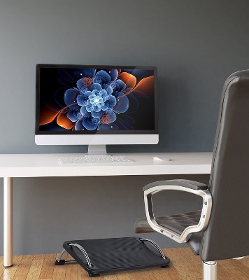 Black Adjustable Ergonomic Under-Desk Footrest with Chrome Frame