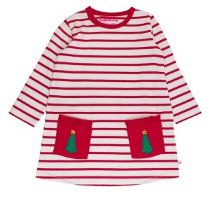 RuffleButts Girls Knit Long Sleeve Applique Pocket Dress - 1 of 2