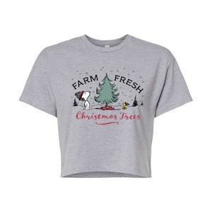 Women's - Peanuts - Farm Fresh Trees Cropped Graphic T-Shirt - 1 of 4