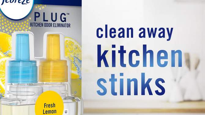Febreze Kitchen Fade Defy Plug Air Freshener - Fresh Lemon Scent - 0.87 fl oz/2pk, 2 of 12, play video