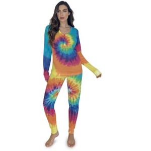#followme Tie Dye 2 Piece Jogger Thermal Pajama Set for Women 6862-10575-XXL - 1 of 3