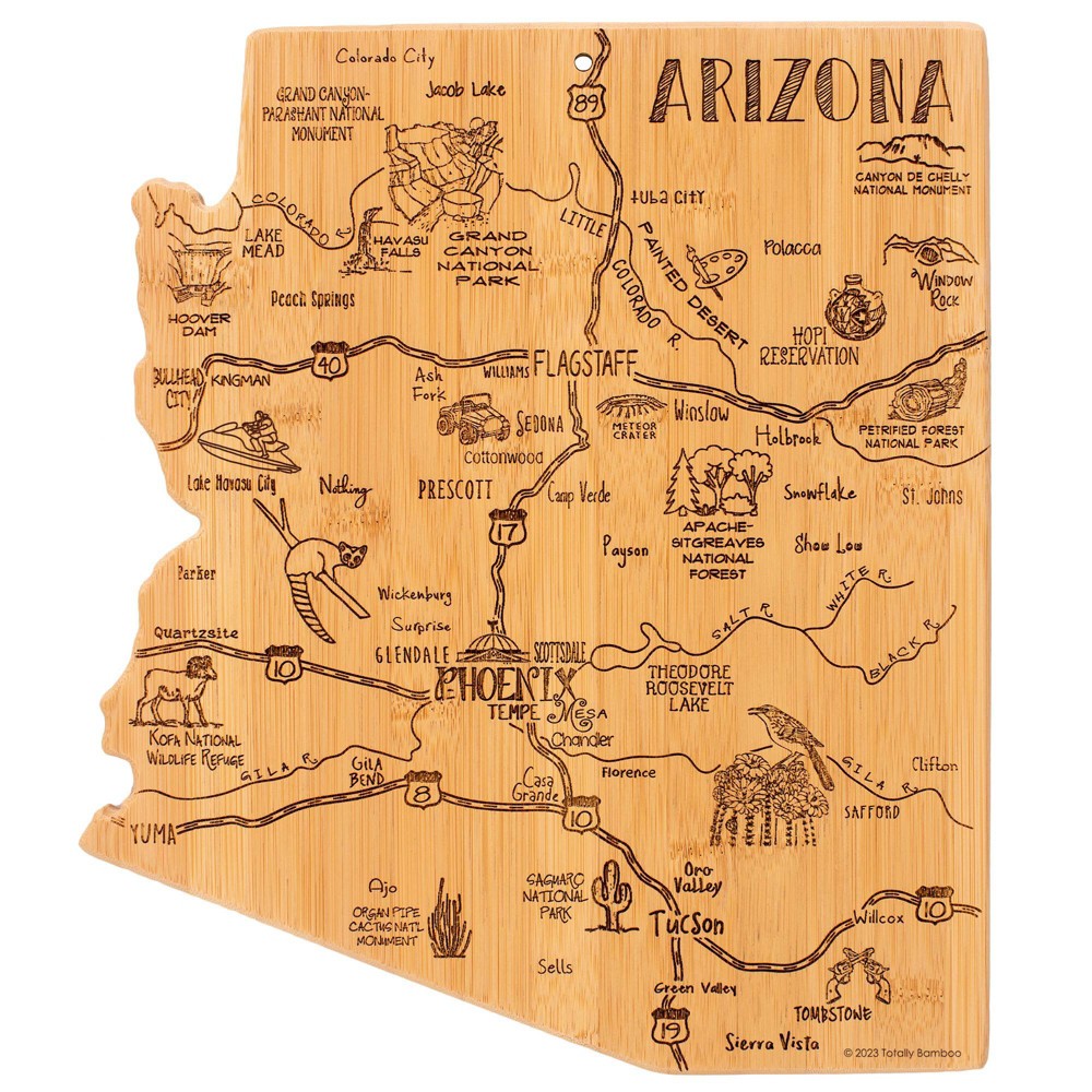 Photos - Chopping Board / Coaster Totally Bamboo Destination Arizona Serving and Cutting Board: Lightweight Bamboo State Design, 13.5" x 11.75"