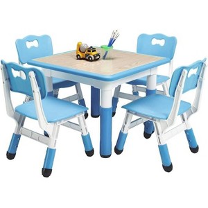 Coucheta 23" Modern Kids Table & Chair Collection - Height Adjustable with Non-Slip Legs & Organizer Graffiti Desktop, 5 Colors - 1 of 4