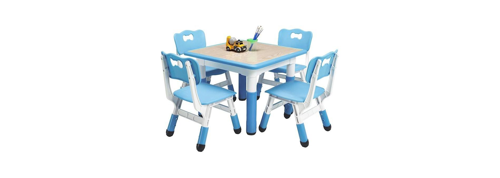 Coucheta 23" Modern Kids Table & Chair Collection - Height Adjustable with Non-Slip Legs & Organizer Graffiti Desktop, 5 Colors