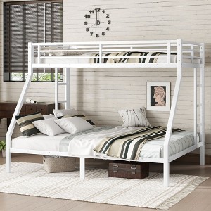 NicBex Modern Metal Frame Twin/Full over Queen Floor Bunk Bed for Teens/Adults,Simple Bed Frame with Guardrails for Bedroom,Kids Room - 1 of 4